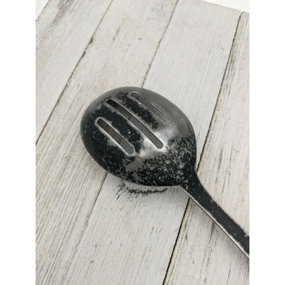 Maynard Stainless Serving Slotted Spoon  11" Vintage White Handle - Picture 6 of 6